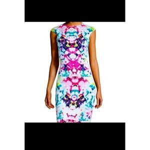 Bisou Bisou Bodycon Dress Bright Multicolor Diecast Cutout Sleeveless Women's 2
